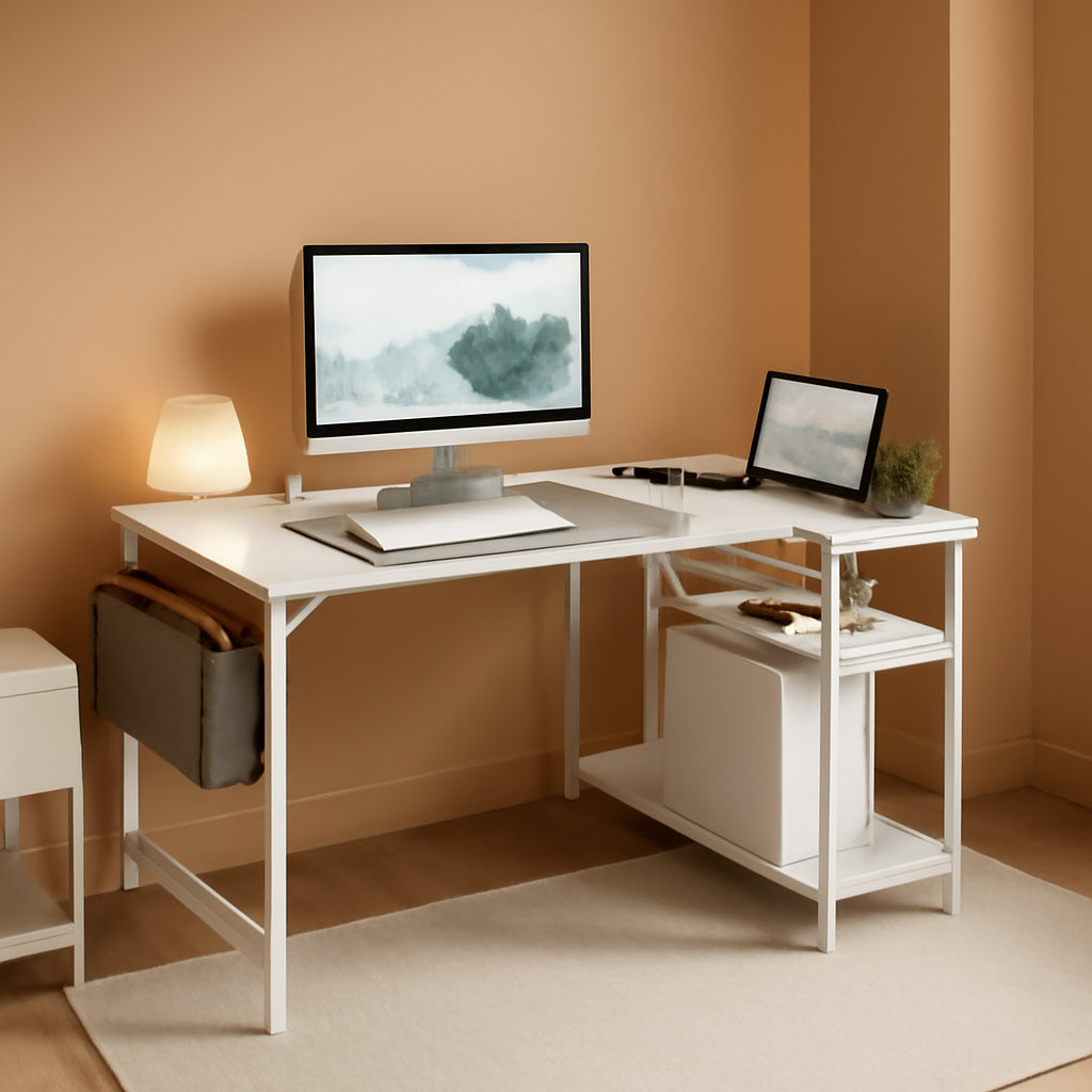 40 Inch L Shaped Desk With Power Outlets For Home Office