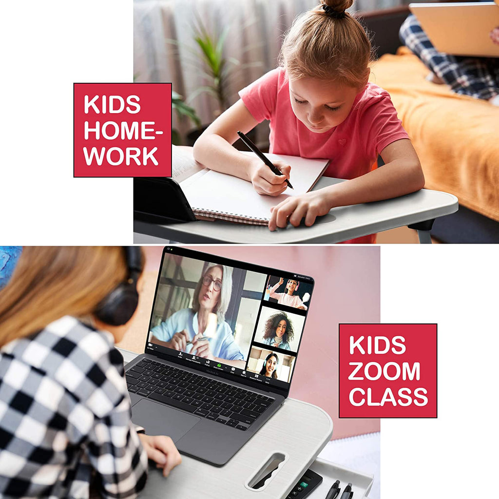 NNEDSZ Laptop Bed Desk with Storage and foldable legs for Adults, Kids & Home Office